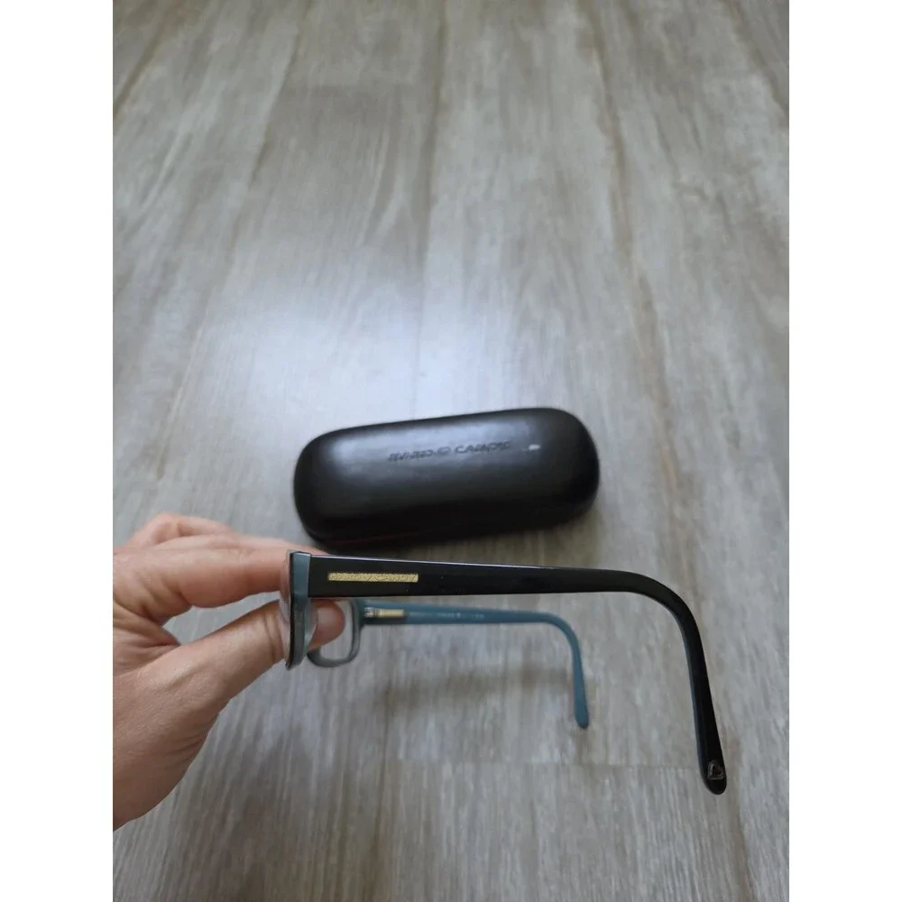 Hard Candy HC03 Black Blue Rectangular Eyeglass Frames 53-16-135 w Case GUC
